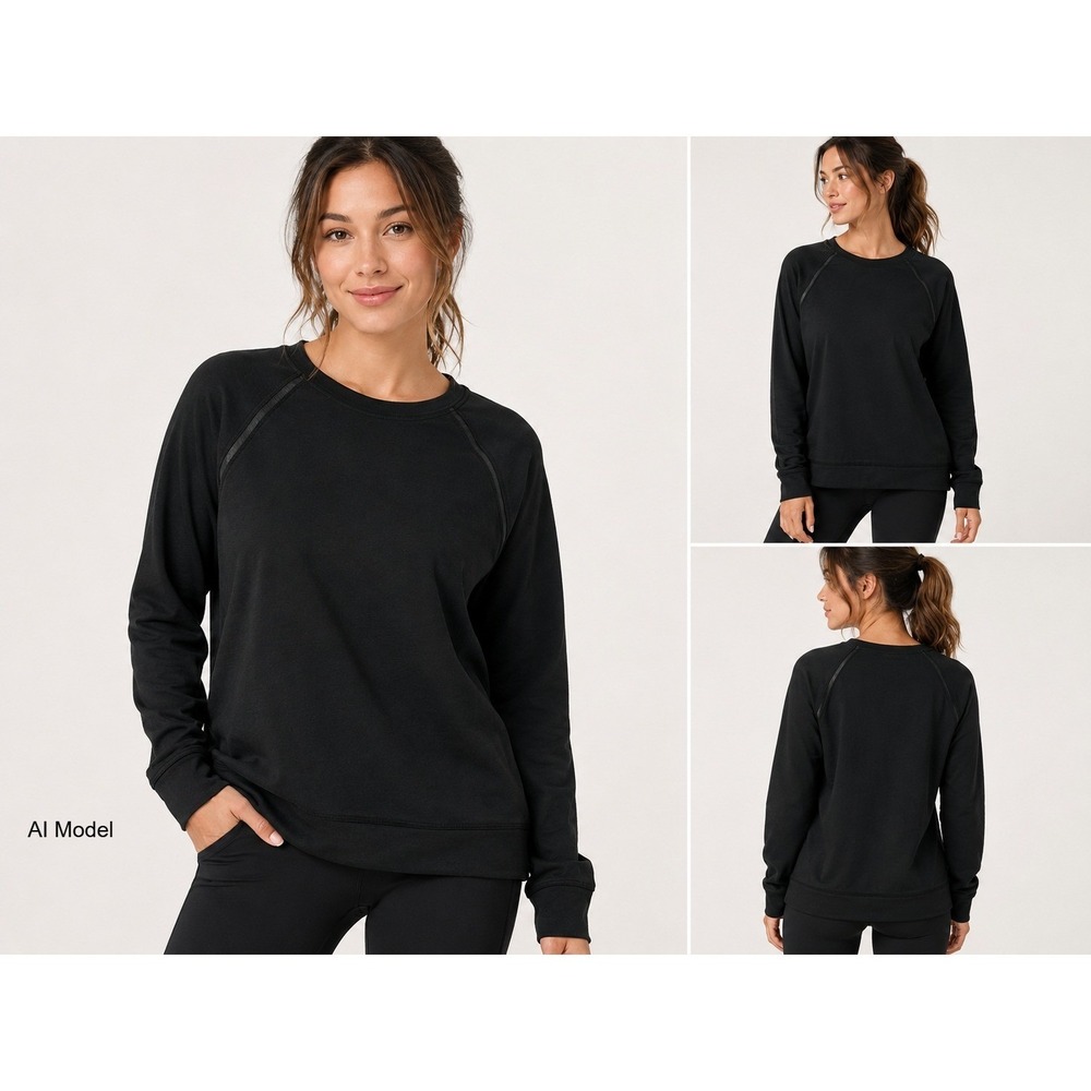 Performance Black Mesh Trim Athleisure Sweatshirt Women XL Lounge Betsey Johnson